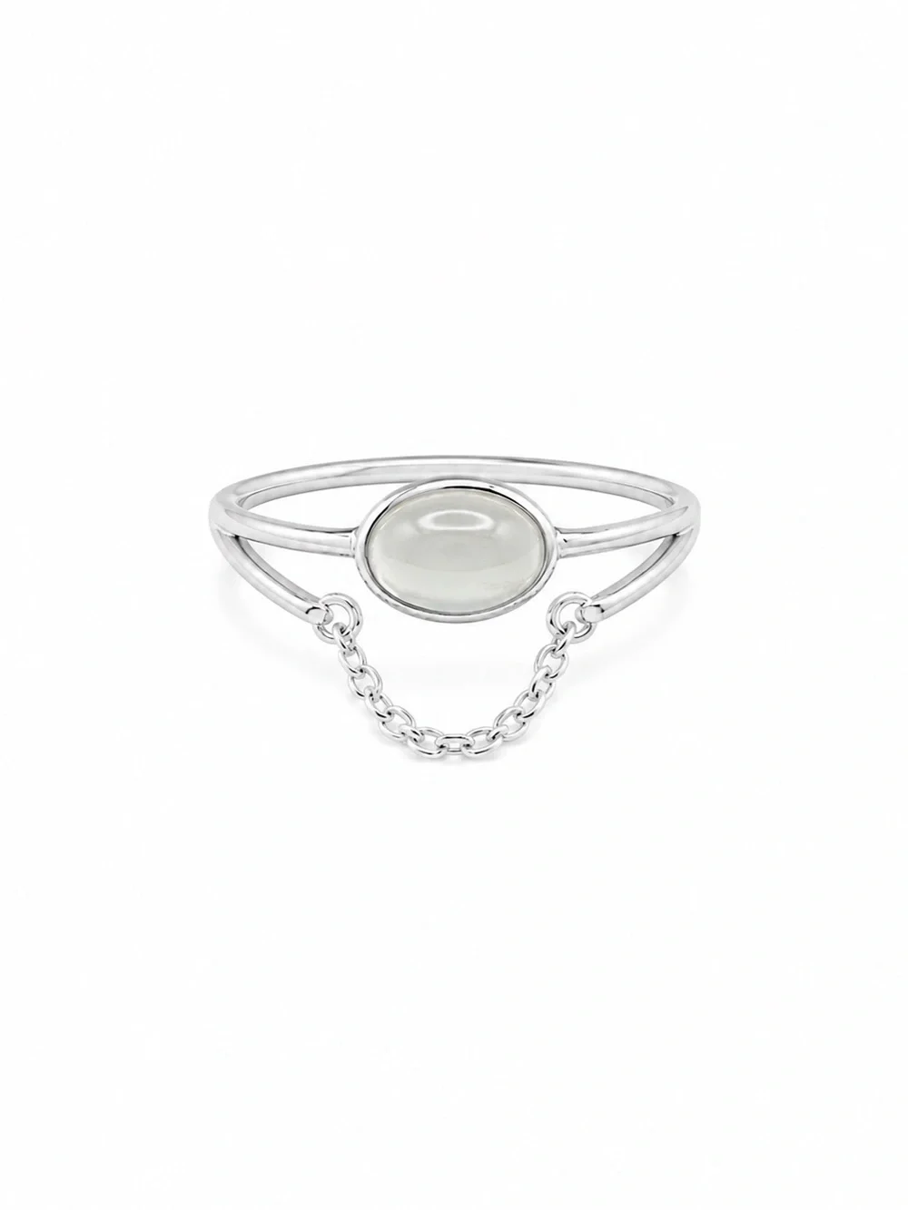 White Jade Chain Ring (S925) R91